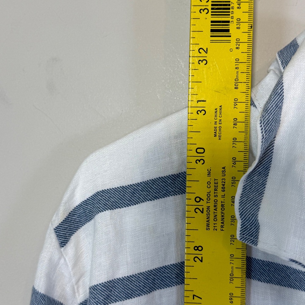 Viola Borghi Linen Tunic Women S Blue White Stripe Made in Italy Coastal Travel - Picture 5 of 10